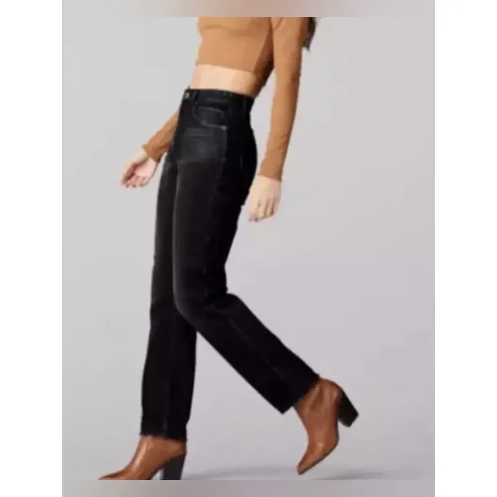 NEW LEE Vintage Modern Washed Black Denim High Rise Straight Ankle Jeans SZ 26